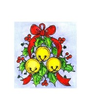 Christmas Jingle Bells Holly Wood Mounted Rubber Stamp NORTHWOODS CC11024 New