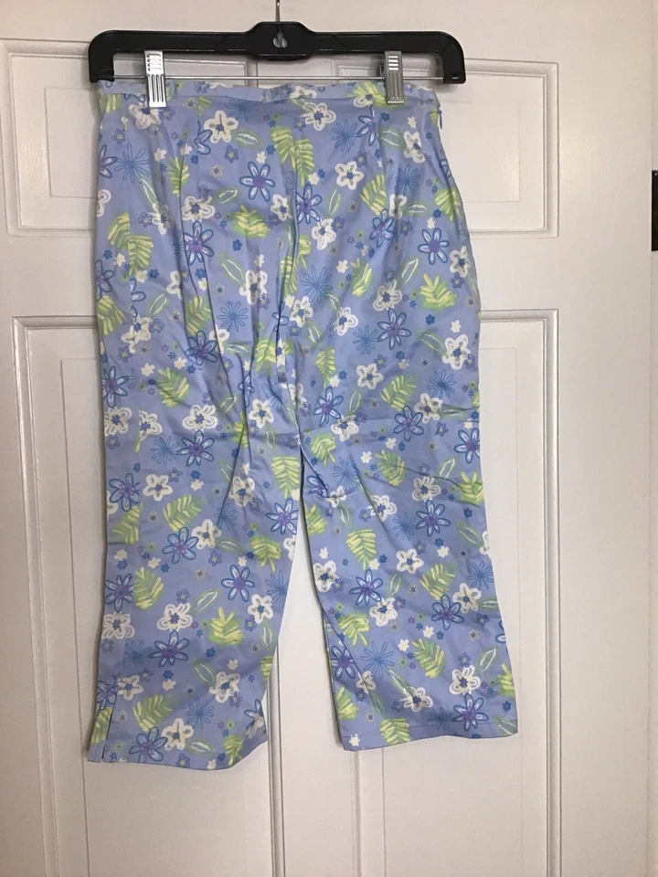 Pantalones de algodón Greendog para niñas flores azules, talla 10 Foto 4 de 4
