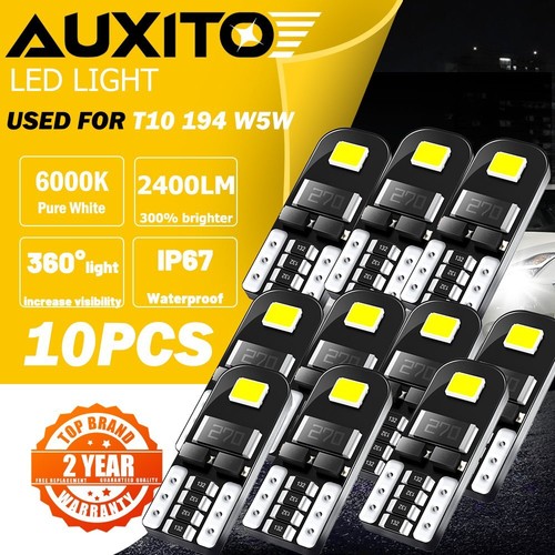 10X AUXITO T10 LED License Plate Light Car Interior Bulbs White 168 2825 194 W5W - Afbeelding 1 van 10