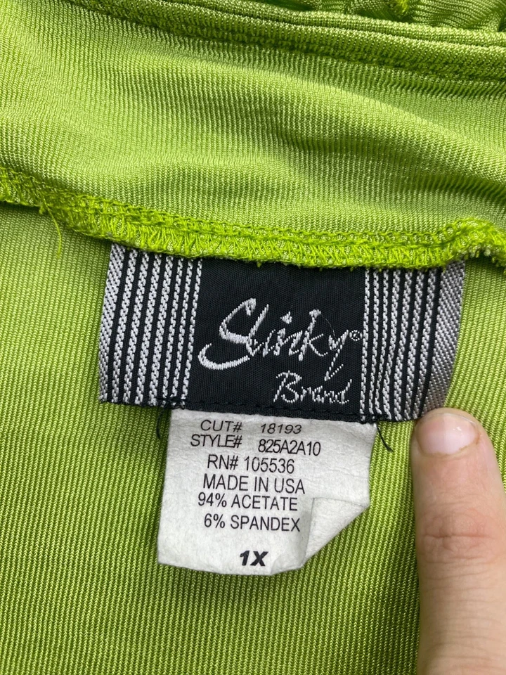 Slinky Brand Top Women 1X Lime Green Ruffle Trim Kimono 3/4 Sleeve Open Cardigan - Image 3 of 4