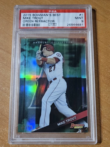 2015 Bowman's Best Green Refractor Mike Trout Card #1 PSA 9 Mint #62/99