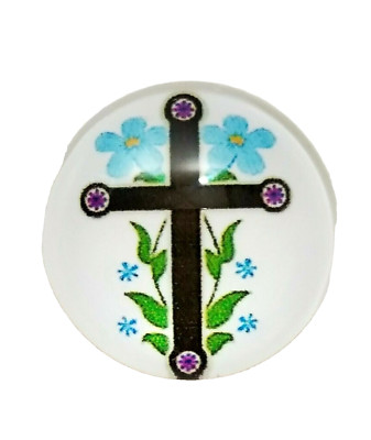 CROSS WITH FLOWERS 18mm/20mm GINGER SNAP BUTTON FOR INTERCHANGEABLE JEWELRY