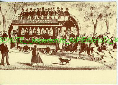 Hamburger Hochbahn AG first horse-drawn railway to Wandsbeck 1866 postcard (*11374)