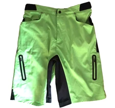 ZOIC Mens XL Bike Cycling Shorts NEON GREEN Mesh ETHER CARGO Shell Only EUC
