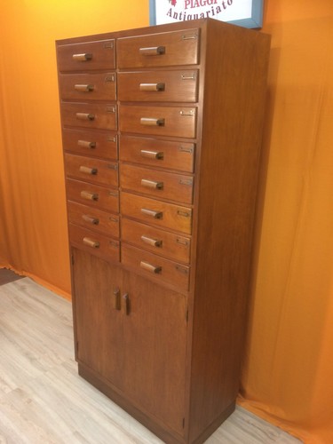 Mobile archivio schedario cassettiera anni 1950/1960 legno faggio  restaurato | eBay