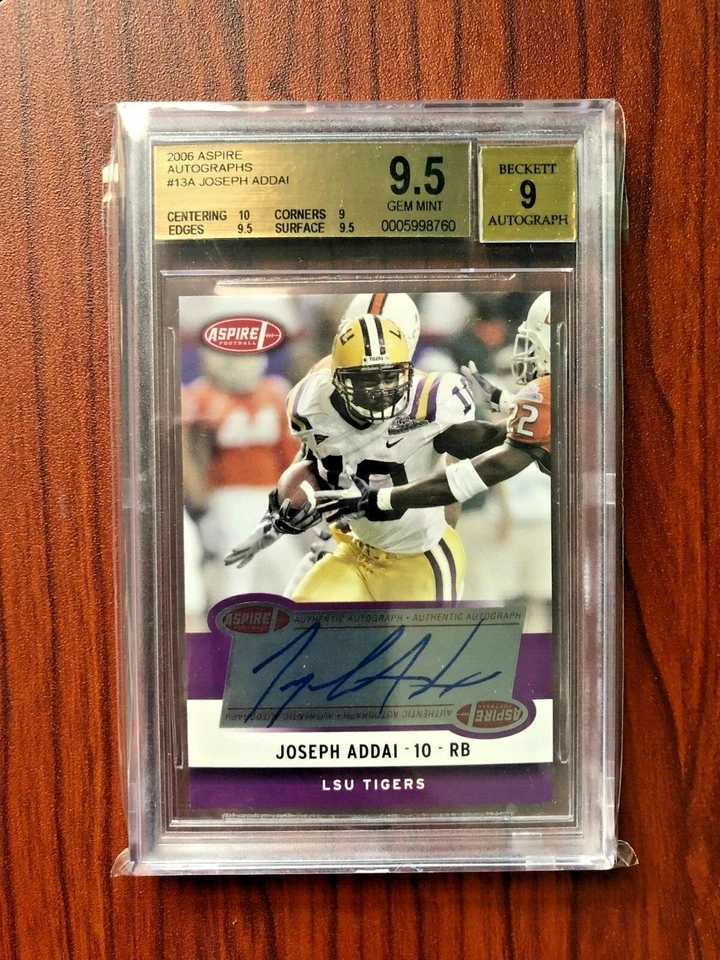 2006 Aspire JOSEPH ADDAI Autograph Rookie Card RC BGS 9.5 w/ 10 9 AUTO LSU - Image 3 of 3