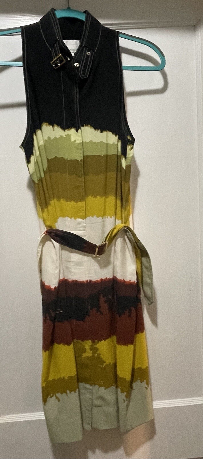 Donna Morgan Sz 10 High Neck High Shoulder Belted W/ Pockets