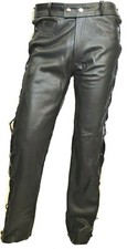 Pantaloni da moto lacci - biker chopper rocker jeans in pelle pantaloni per il tempo A1 qualità