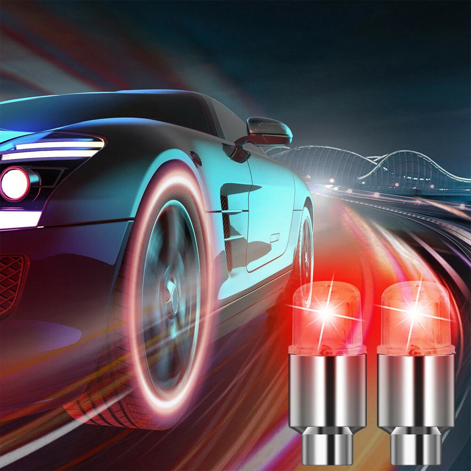 4x Red Car Wheel Tire Tyre Air Valve Stem LED Light Caps Cover Accessories Bike - Image 4 of 4