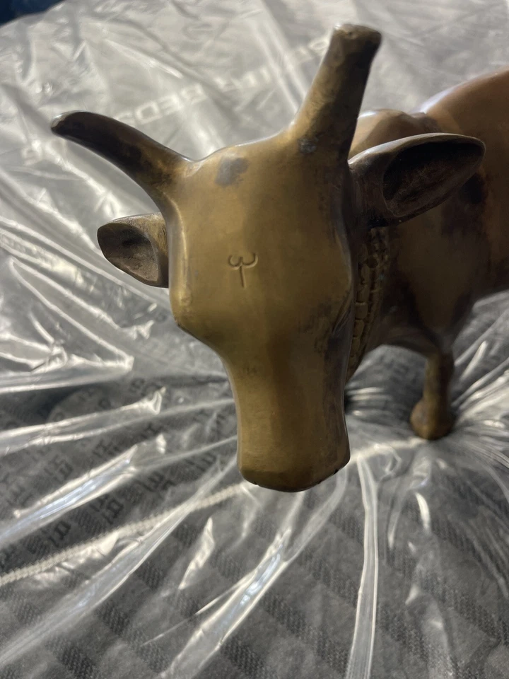 Корова бронза ар-деко крупного рогатого скота быка бронзовая металлическая статуэтка скульптура фигурка 10 фунтов - Изображение 3 из 4