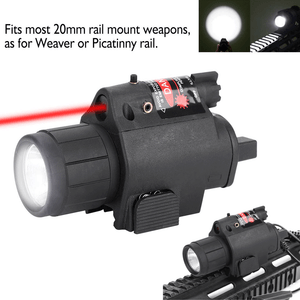 Tactical-LED-Flashlight-Light-amp-Red-Laser-Sight-Dot-For-Pistol-Gun-Mount-Lamp