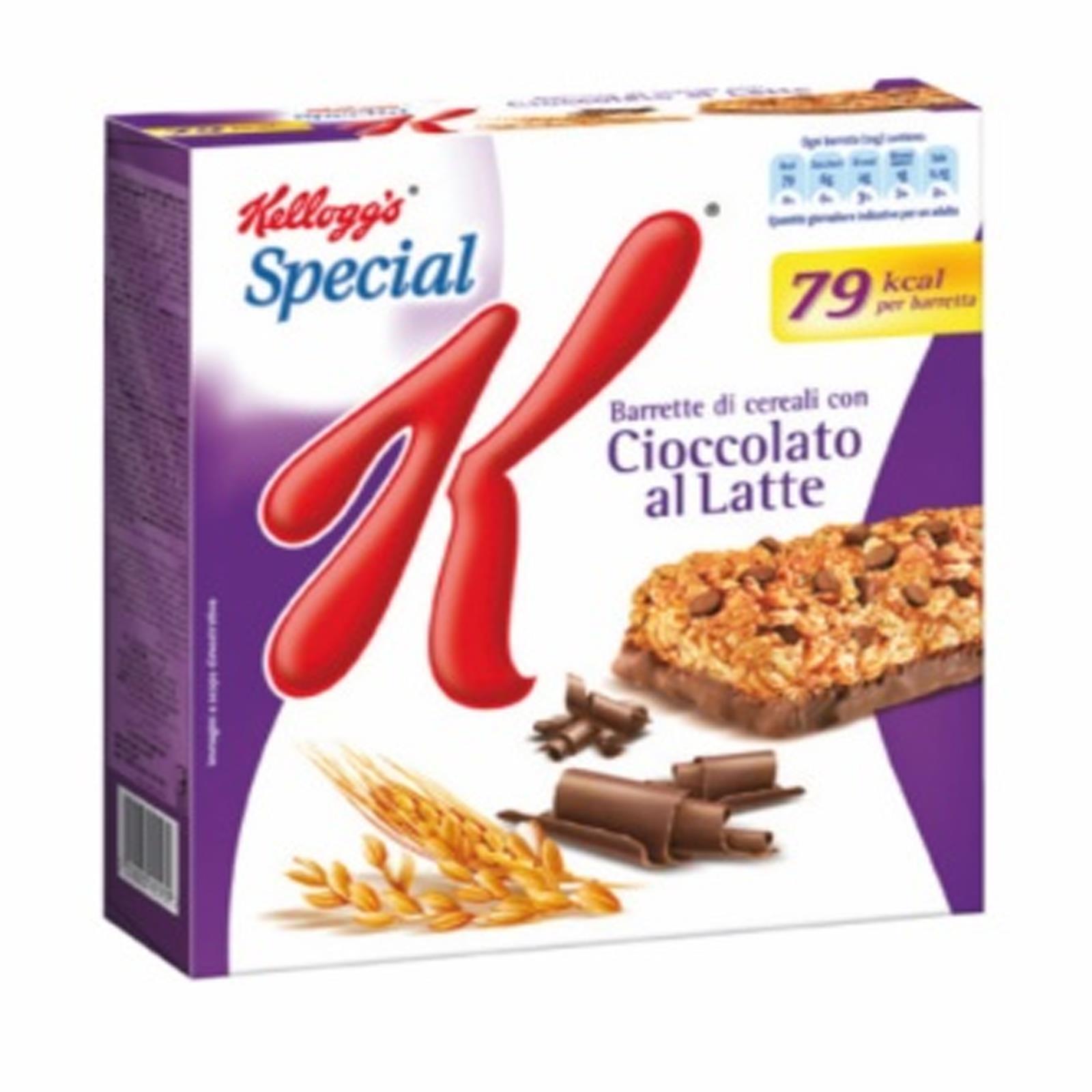 6 x KELLOGG'S SPECIAL K AL CIOCCOLATO AL LATTE BARRETTE CEREALI SNACK DIETETICO