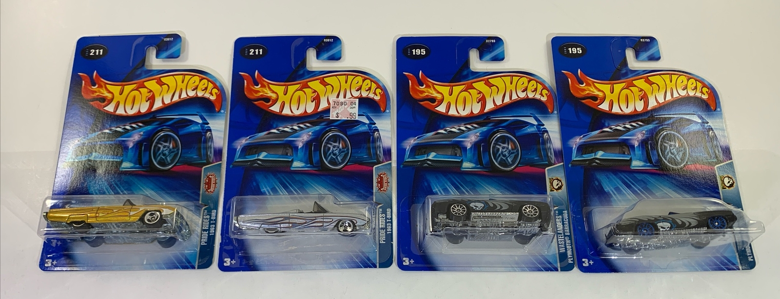 Hot Wheels 2004 1963 T-Bird Gold, !963 T-Bird Silver, Barracuda Lot 4