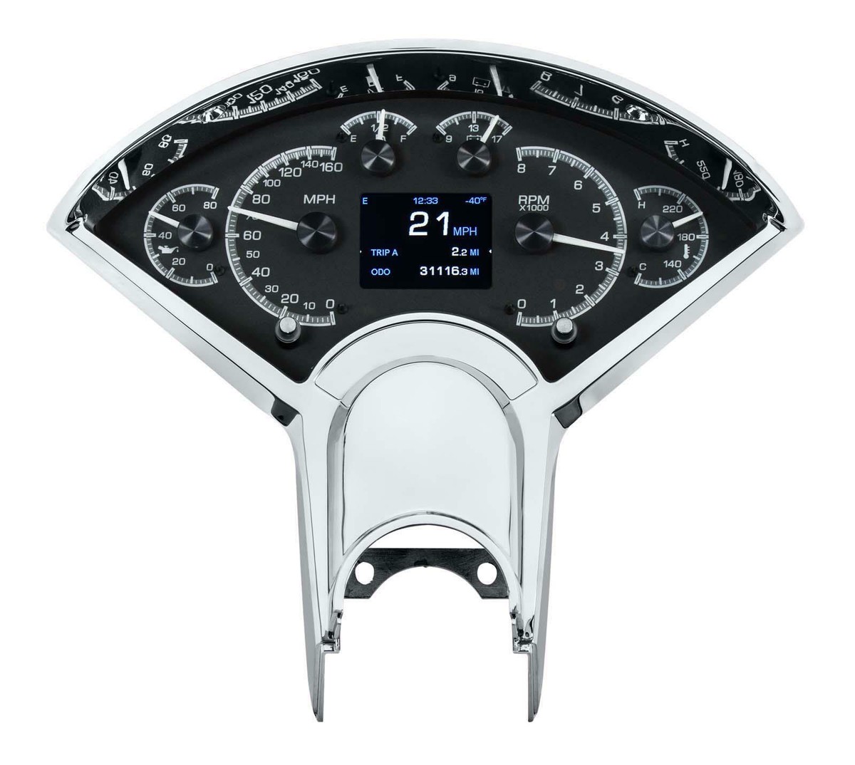 Dakota Digital 1955-1956 Chevy Bel Air Analog Gauges Black Alloy