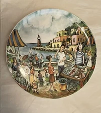 Effetti d’arte 11” Dinner Plate Seafood Market Made In Italy Very Good RARE