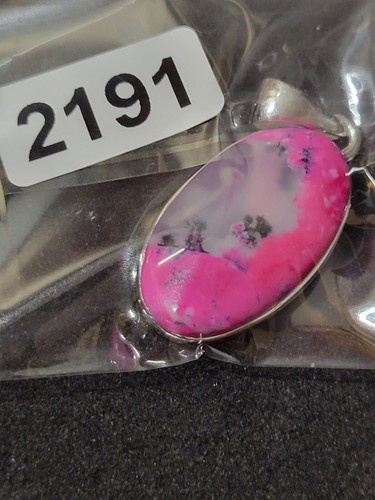 Bright Pink Dendritic Opal 925 Sterling Silver Pendant Jewelry 2191 - Picture 6 of 6