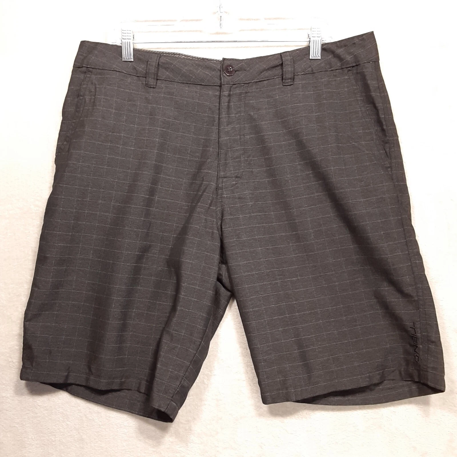 O'Neill Mens Flat Front Casual Shorts Sz.36/Black/Check Style Golf/Viscose Blend
