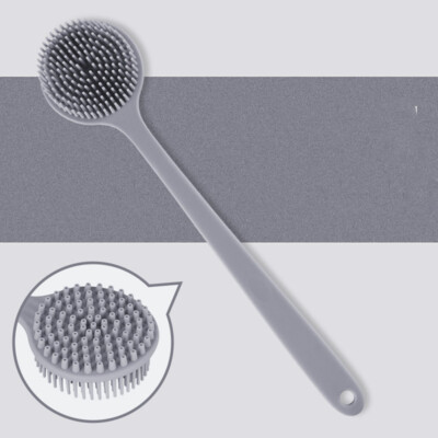 Soft Silicone Back Scrubber Shower Body Brush with Long Handle for Men Women, GY