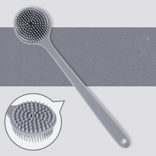 Soft Silicone Back Scrubber Shower Body Brush with Long Handle for Men Women, GY - Picture 3 of 11