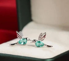 Lightweight Acrylic Blue Hummingbird Bird Earrings , New