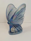 Vintage Fenton Art Glass Blue Iridescent Butterfly Figurine Paperweight