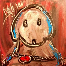 HAPPY DOG  Modern Abstract   Original Oil Painting  IMPRESSIONIST DRD23