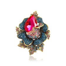 Rhinestone Flower Brooch For Women Crystal Rose Flower Brooch Pin Big Size Rh...