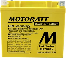 Motobatt MBTX20U 12V 22.5AH 335CCA AGM Battery YTX20BS Motorcycle ATV Powersport