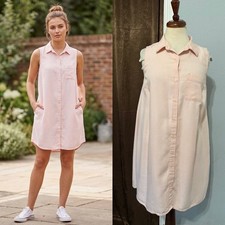 Old Navy Womens Peach Pink Sleeveless Tencel Lyocell Shirt Dress Sz M Minimalist