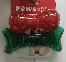 Christmas  Paws For The Season  Bone 7.5” Dog Toy   With Squeaker.