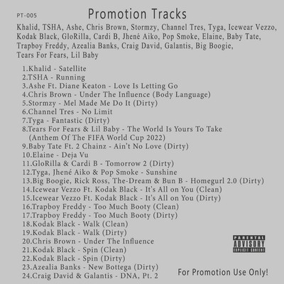 Rap, R&B, Pop.. White CD. Big Boogie,  Craig David, Chris Brown, Stormzy, Tyga