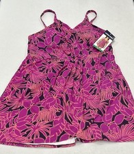 Lands' End Women's UPF 50 Removable Cups Swim Dress, Purple, Size XL