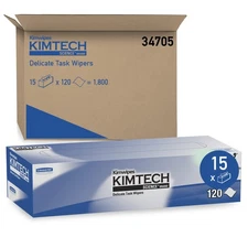 Kimtech 34705 Kimwipes Delicate Task Wipers, 2-Ply, 11 4/5 x 11 4/5, 120 per