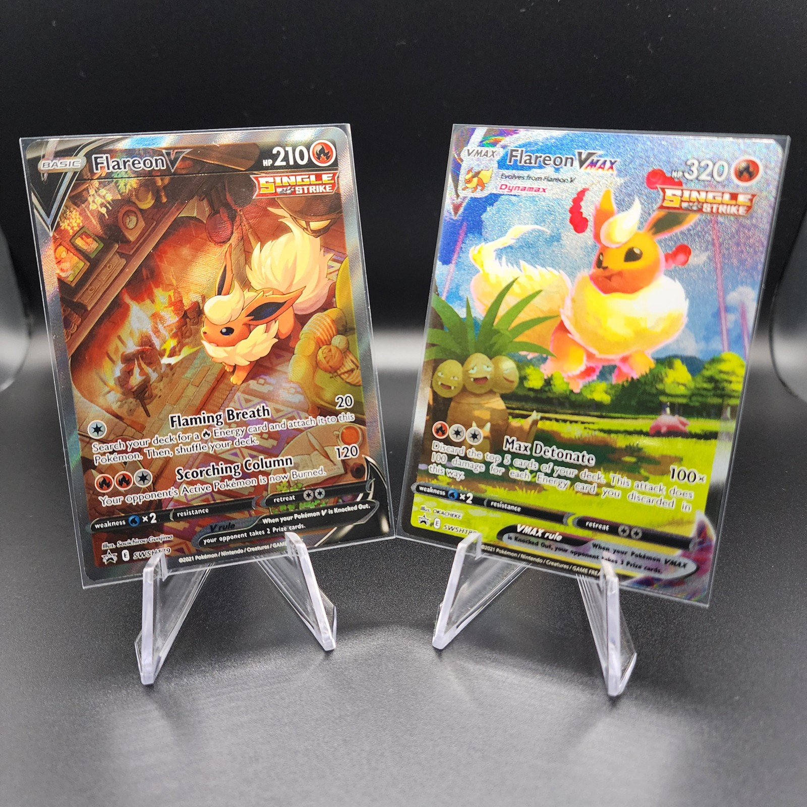 Pokemon TCG Flareon V,Vmax Sword&Shield Black Star Promo #179,180 Mint Condition
