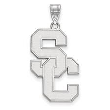 10k White Gold LogoArt University of Southern California S-C Extra Large Pendant