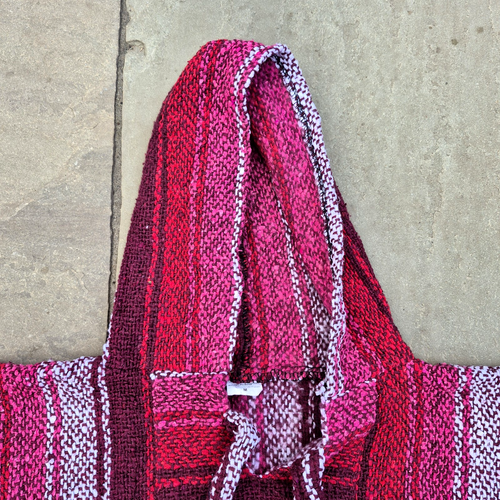 Mexican Baja Hoodie Unisex M Pink Red Striped Pullover Festival Hippie Boho - Picture 4 of 10