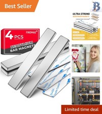 4 Pack Neodymium Bar Magnets - Corrosion Resistant with Adhesive