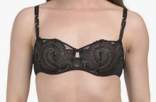 NWT 125 Chantelle Black Sheer Unlined Demi Bra 32D Made In FRANCE ECO design