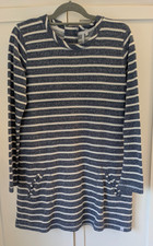 Ladies Dress Tunic By Animal Size 10 Blue/White Jersey Exc Cond