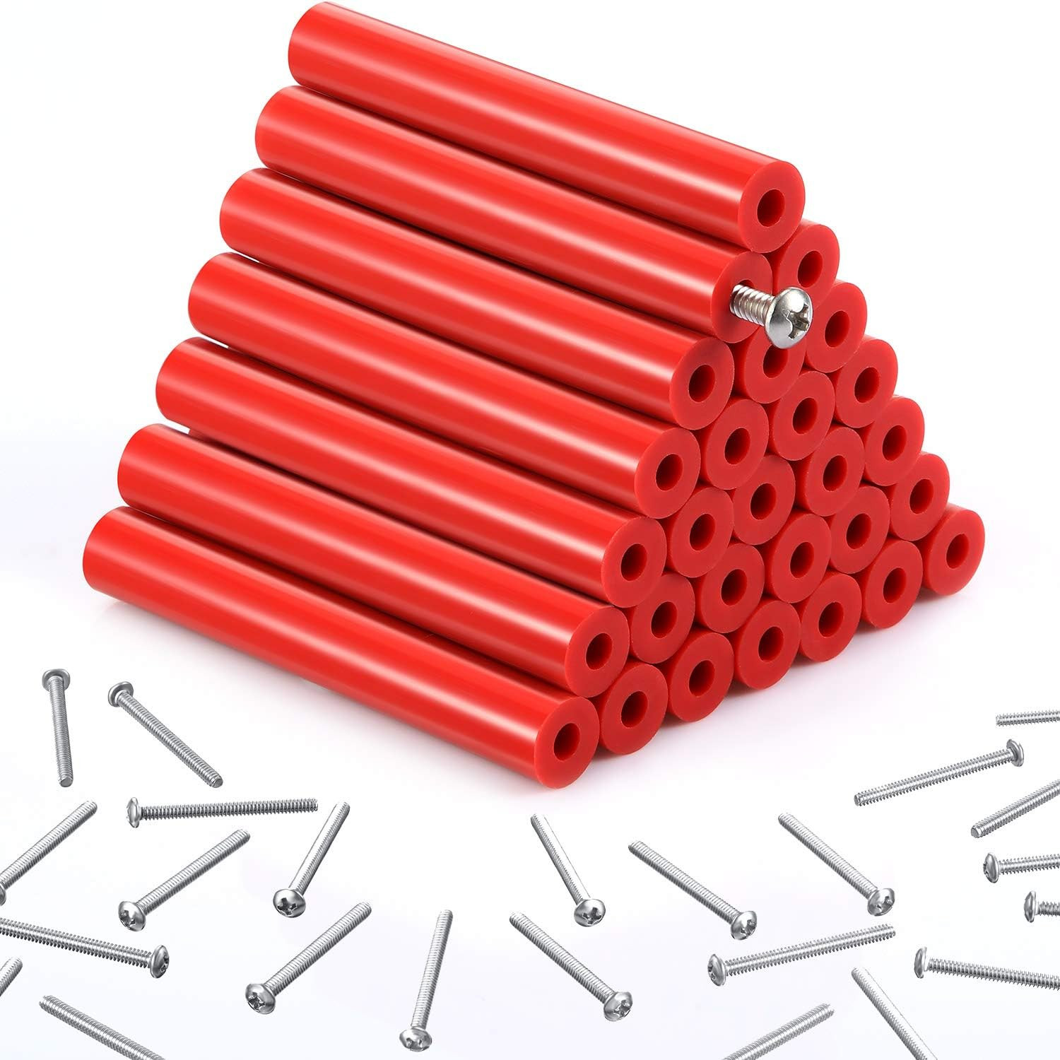 64 Pcs Electrical Outlet Box Extender Kit with 3" Spacers & 1.5" Screws Red
