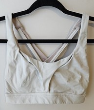 lululemon Energy Bra Long Line Size 4 Stone Gray Adjustable Cross Back Yoga