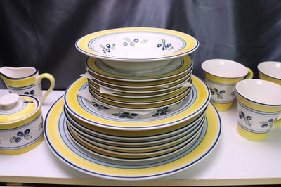 Maxwell & Williams Yellow Blue Stripe Olives Dinnerware Plates Mugs Sugar U PICK