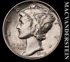 1945 Silver Mercury Dime - Choice Almost Uncirculated  Lustrous  #L5784
