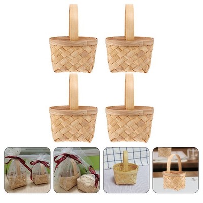 4pcs Miniaturblumenkorb Handheld gewebter Korb Haushaltsbüro Eingangskorb