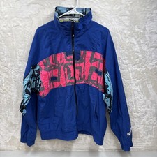 Vintage Ocean Pacific Mens M Jacket Blue/Pink Full Zip Windbreaker 90s 80s