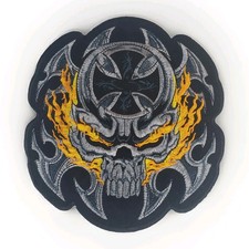Large Skull Blades Embroidered Biker Patch 7.5 inch- Iron on sew on