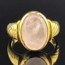 925 Silber Ring Vergoldet mit Rosenquarz Größe 56 (17,8 mm Ø)