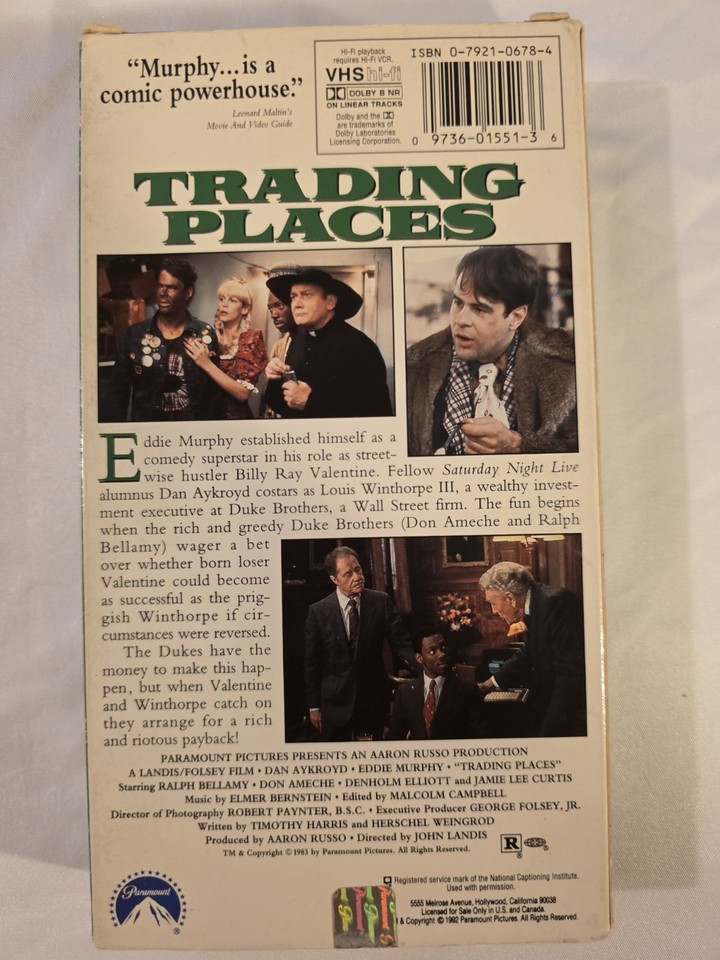 Sealed Vintage VHS Trading Places (1992) Eddie Murphy Dan Aykroyd ...