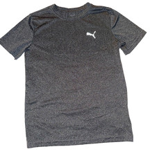Puma T-Shirt Youth Medium Gray Athletic Short Sleeve Performance Tee Logo