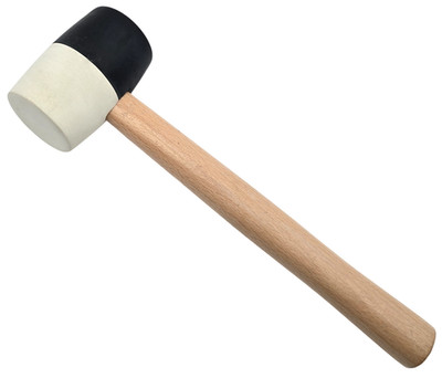 Gummihammer 900g Schwarz/Weiß Hartgummi Kopf Ø 70mm  Holzstiel HERO Premium